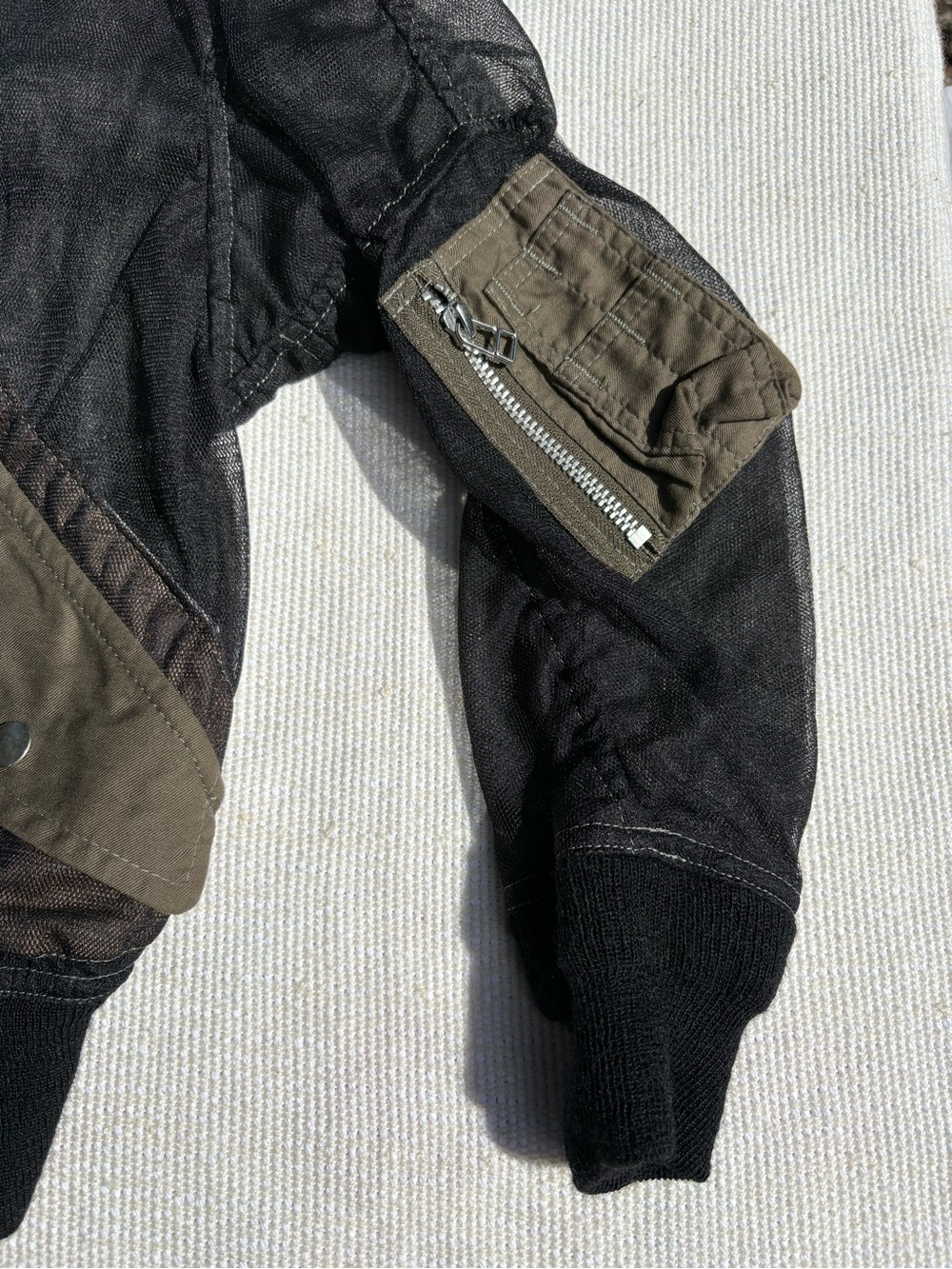 Junya Watanabe for Comme des Garcons Black & Olive Tulle Bomber Jacket - Picture 3 of 14